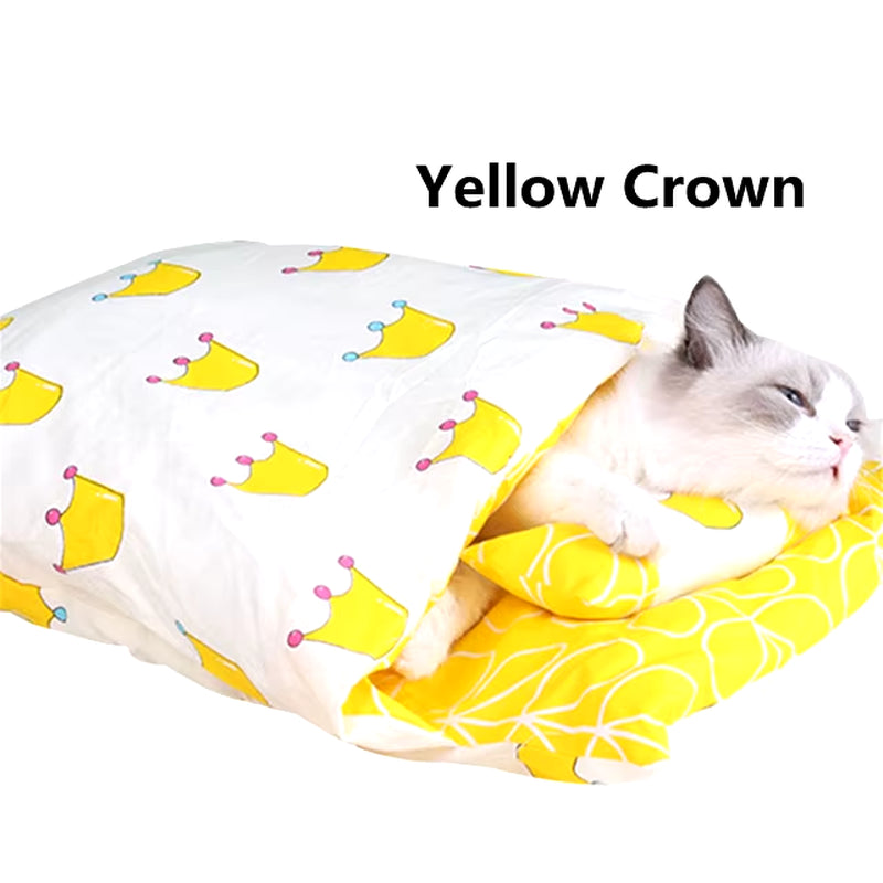 Removable Dog Cat Bed Cat Sleeping Bag Sofas Mat Winter Warm Cat House Small Pet Bed Puppy Kennel Nest Cushion Pet Products