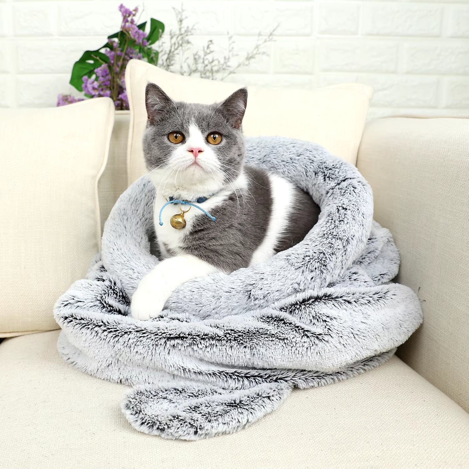 Washable Plush Cat Sleeping Bag Puppy Small Dogs Cats Mat Bed Warm Soft Pet House Cat Sleeping Nest Cushion Pet Products