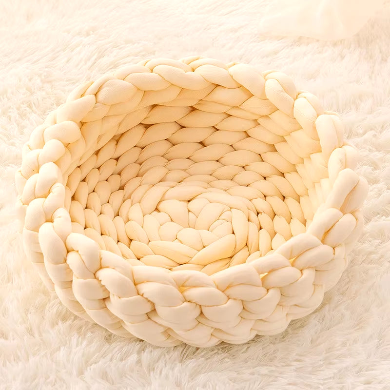 Cat House Cushion Soft Long Plush Warm Pet Mat Cute Kennel Cat Sleeping Basket Bed round Fluffy Comfortable Touch Pet Products