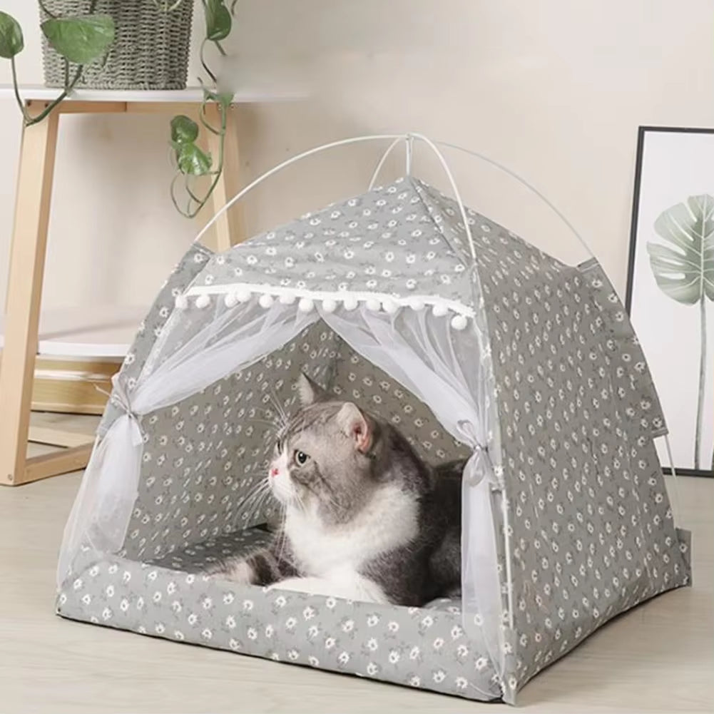 Cat Tent Bed Pet Products the General Teepee Closed Cozy Hammock with Floors Cat House Pet Small Dog House Accessories Products