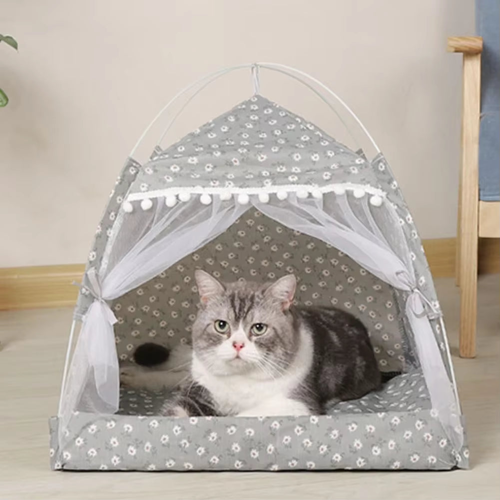 Cat Tent Bed Pet Products the General Teepee Closed Cozy Hammock with Floors Cat House Pet Small Dog House Accessories Products