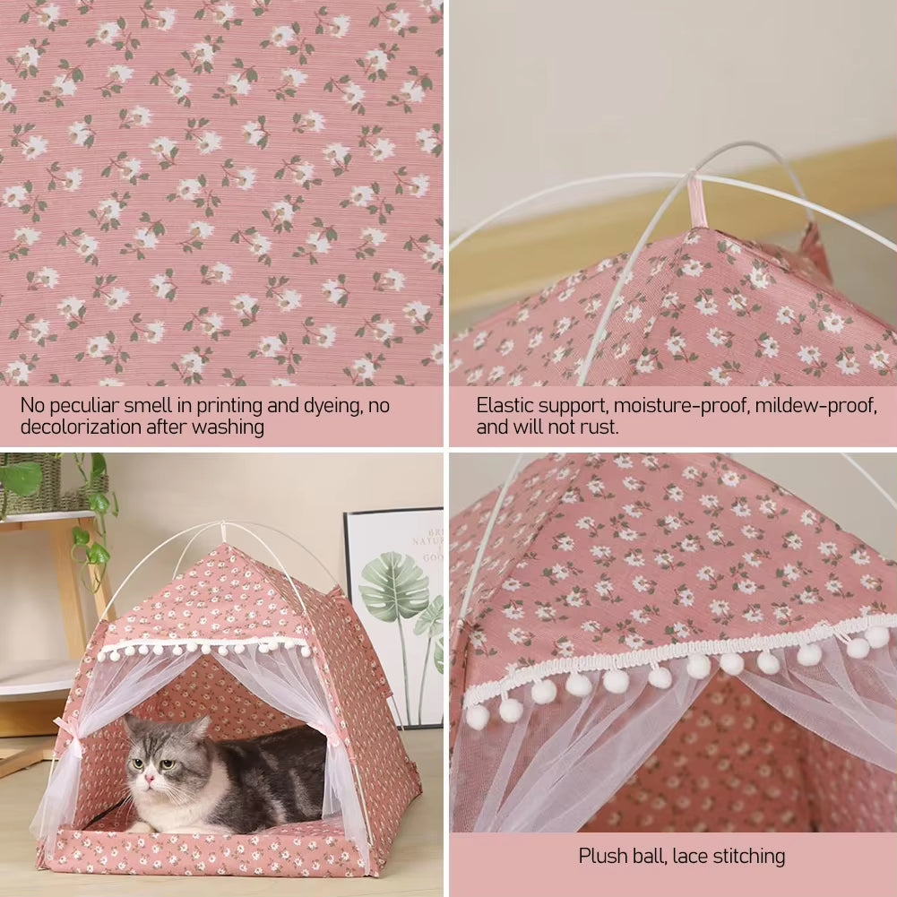 Cat Tent Bed Pet Products the General Teepee Closed Cozy Hammock with Floors Cat House Pet Small Dog House Accessories Products