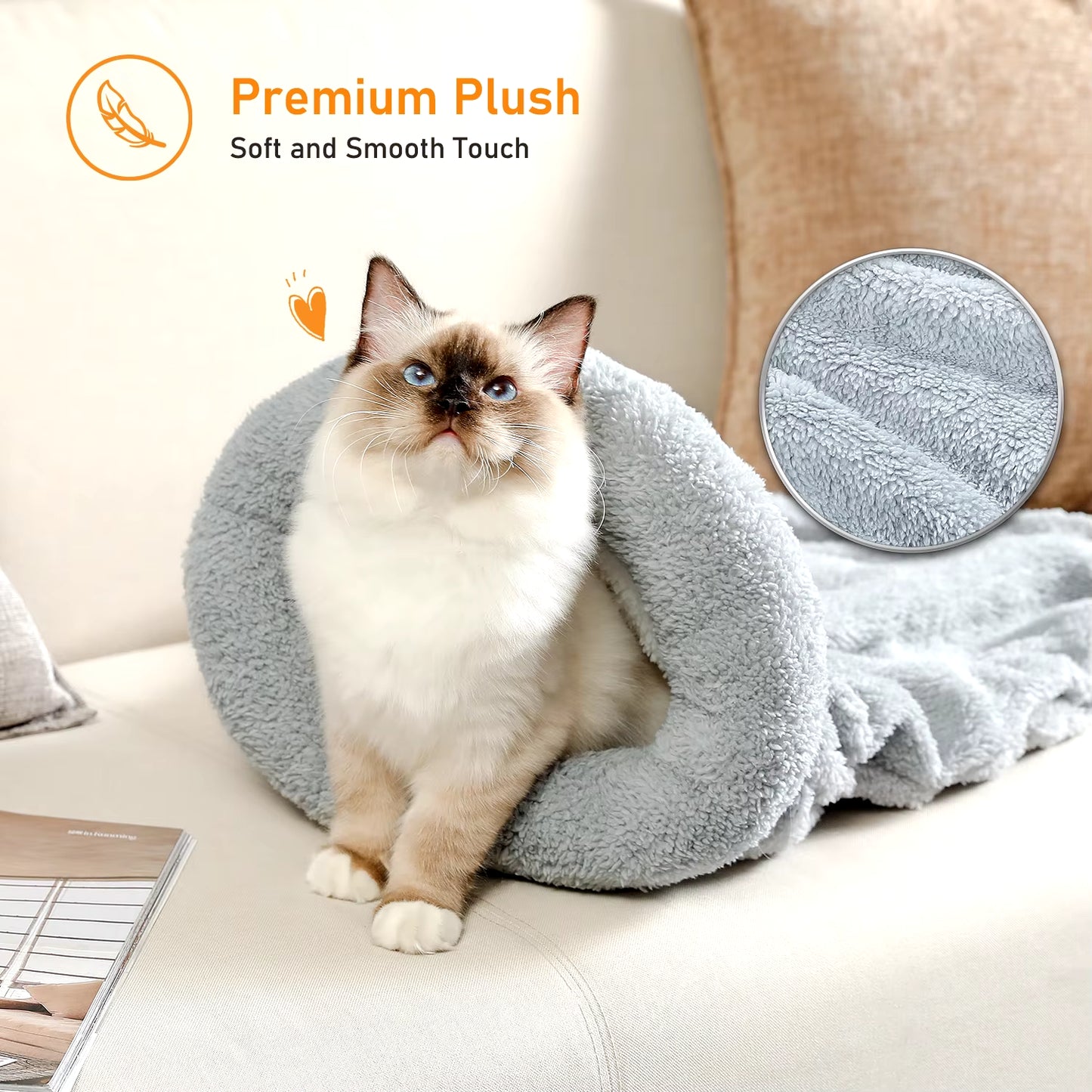 Washable Plush Cat Sleeping Bag Puppy Small Dogs Cats Mat Bed Warm Soft Pet House Cat Sleeping Nest Cushion Pet Products