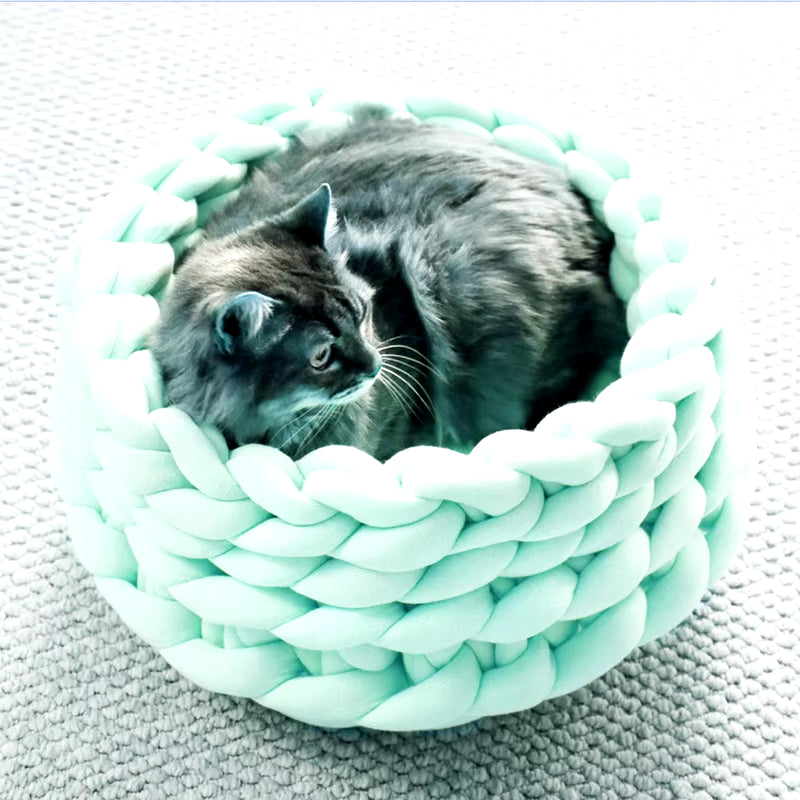 Cat House Cushion Soft Long Plush Warm Pet Mat Cute Kennel Cat Sleeping Basket Bed round Fluffy Comfortable Touch Pet Products