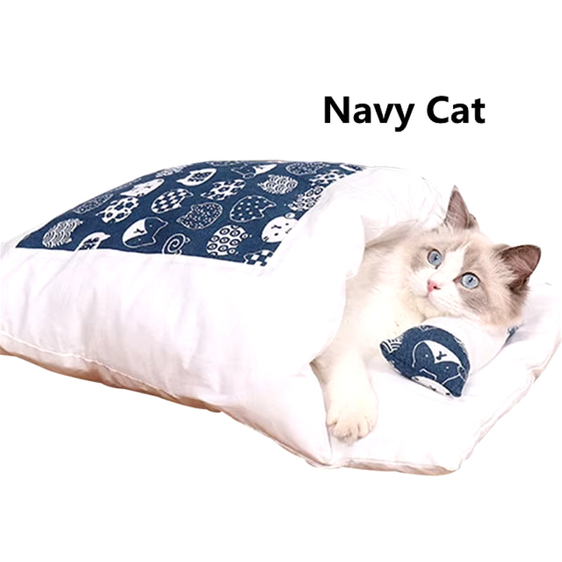 Removable Dog Cat Bed Cat Sleeping Bag Sofas Mat Winter Warm Cat House Small Pet Bed Puppy Kennel Nest Cushion Pet Products